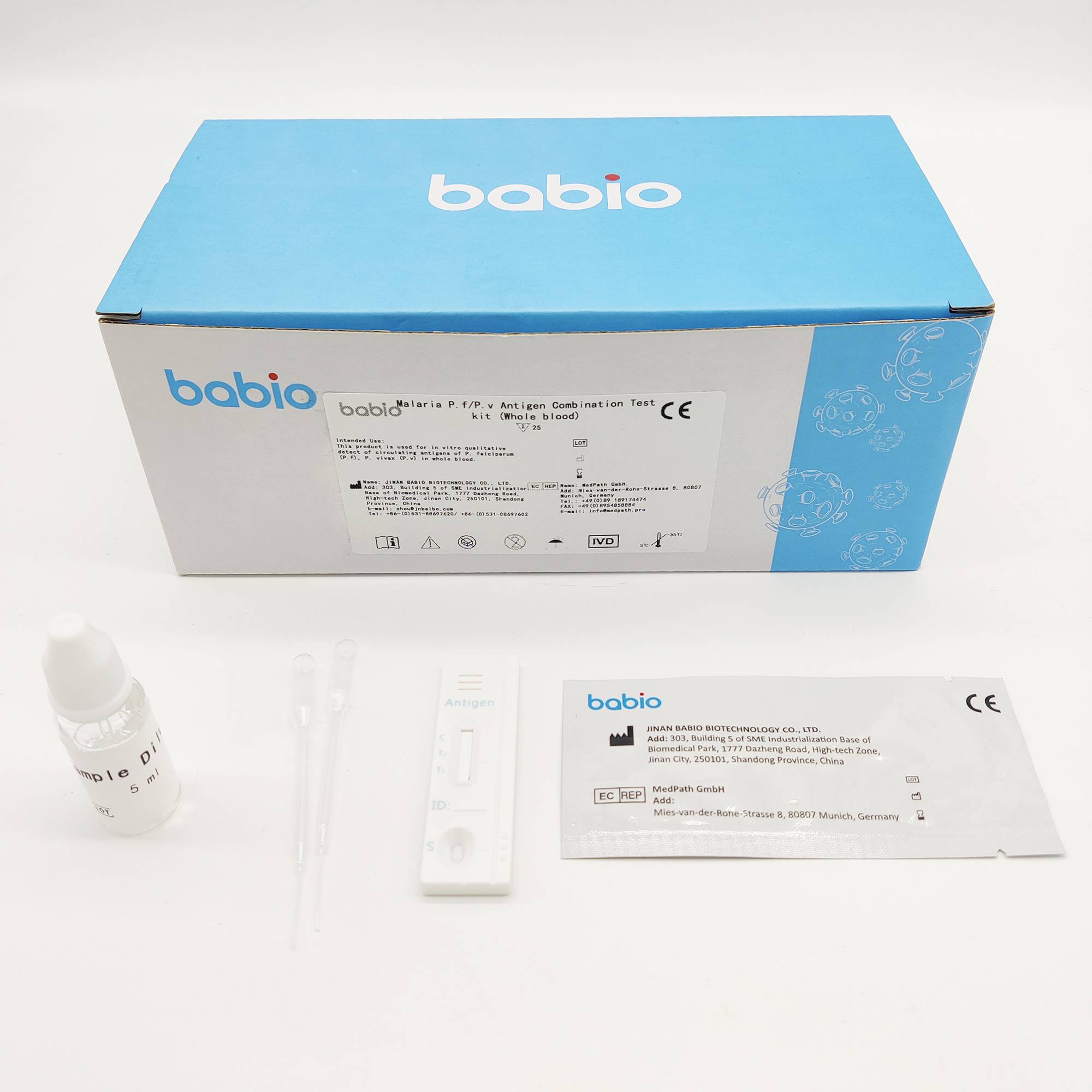 Malaria P.f/P.v Antigen Combination Test kit (Buong dugo)